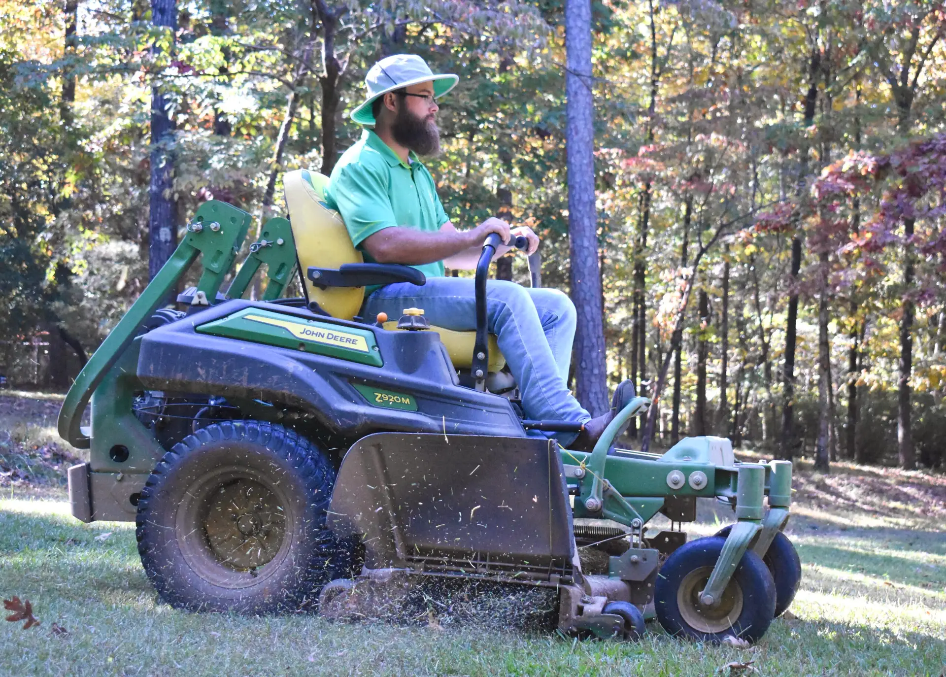 Jonathan Gagnon on ride-on lawn mower